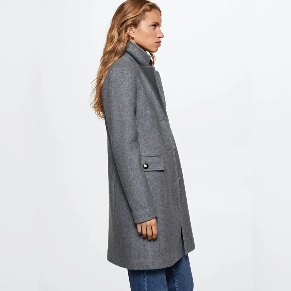 Mango Wool Blend Short Coat Grey - Picture 5 of 8
